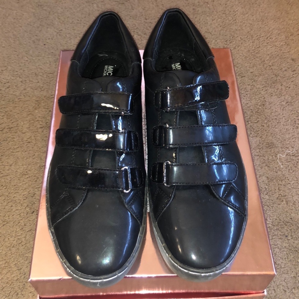 Michael Kors Womens 8.5 Craig Black Patent Leather Sneakers